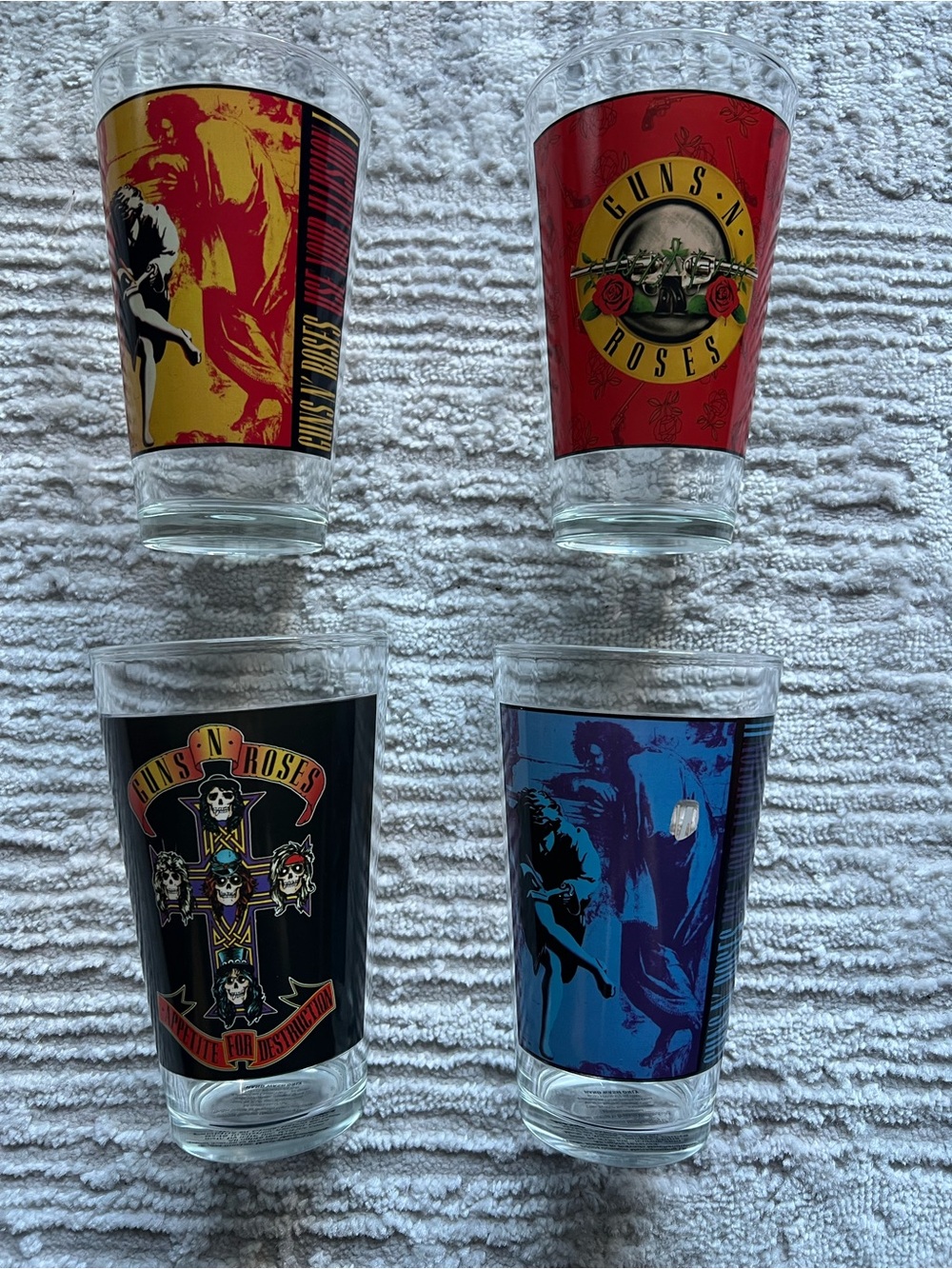 Guns N' Roses Logo Pint Glass Set - Red, Black, Yellow, Blue
